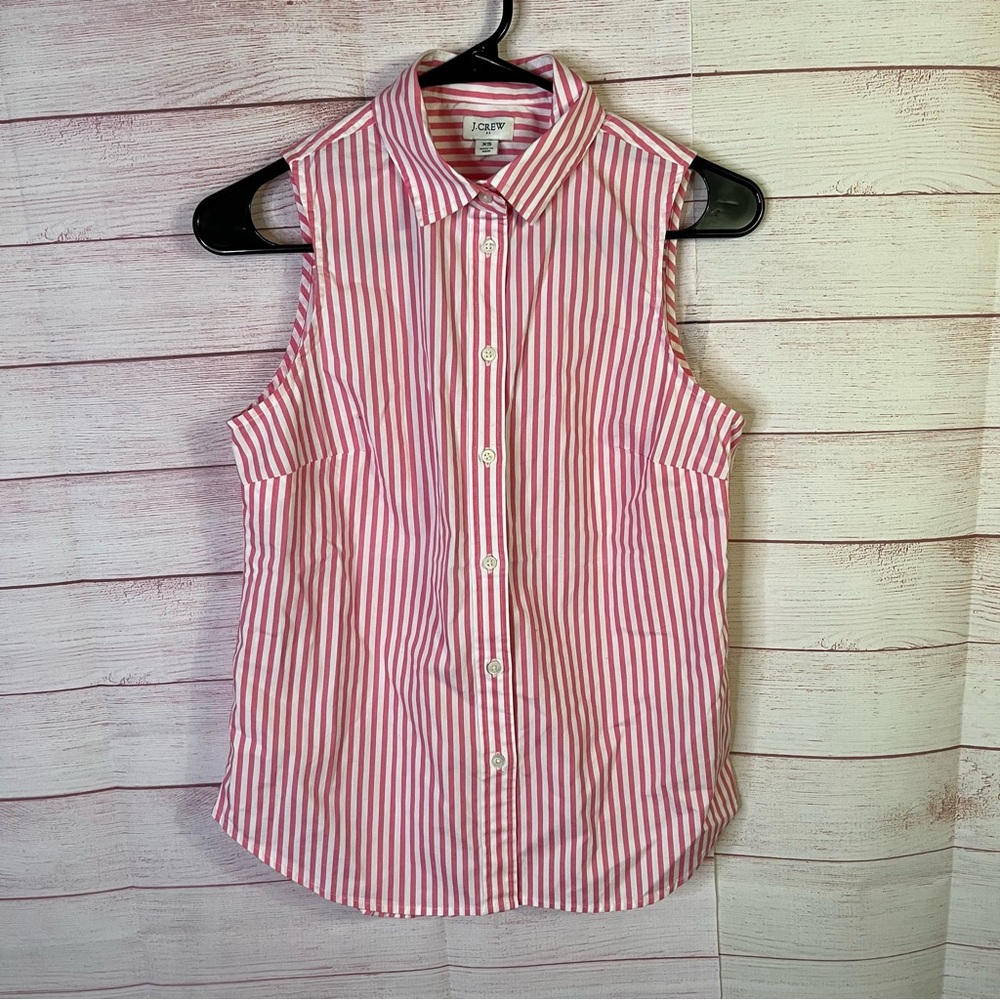 J. Crew Pink White Striped Top Size XS‎